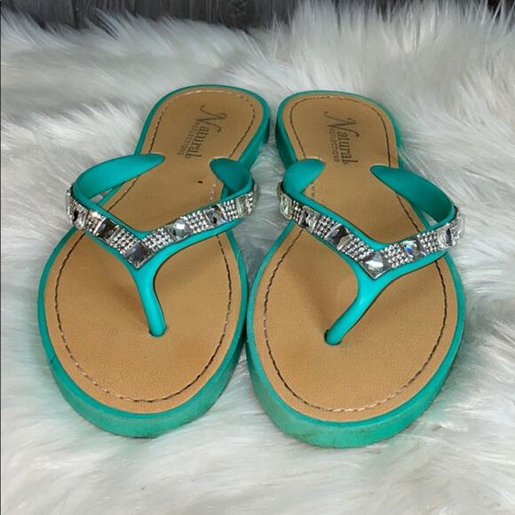 Natural Reflections Mint Jewel Rhinestone Sandals - Picture 2 of 5